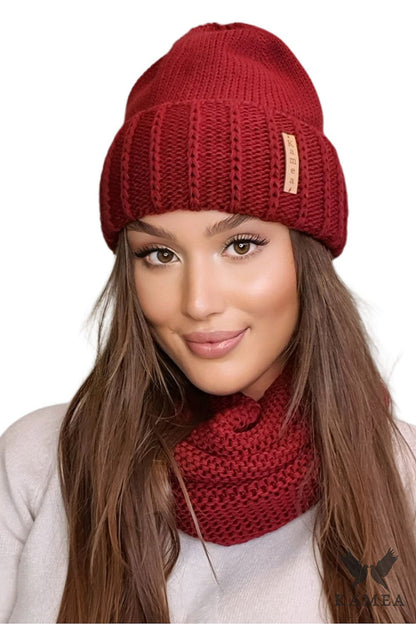Kamea Leona Women's Mustard Hat and Snood set, a perfect blend of warmth and elegance for winter fashion.