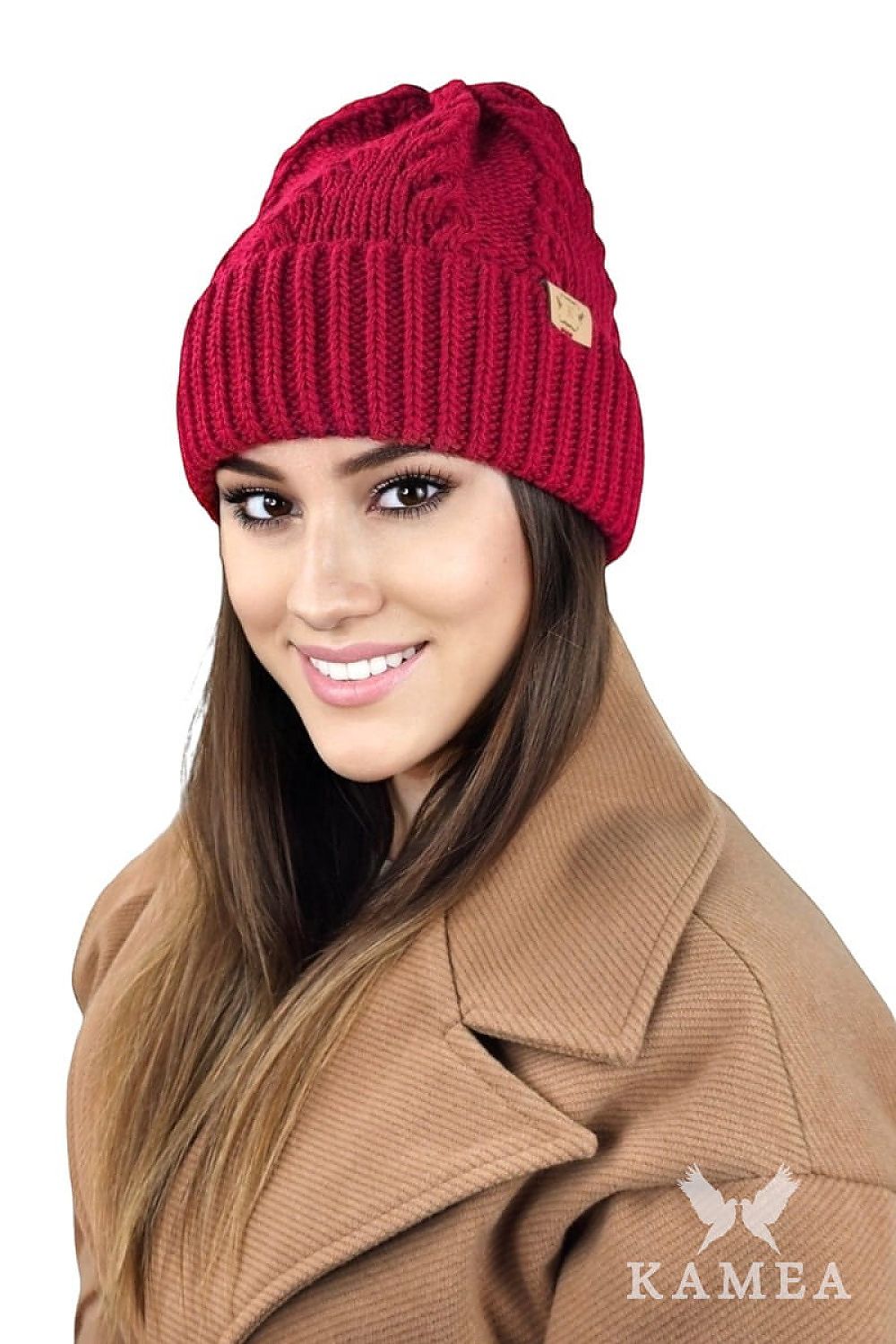 Stylish mustard winter hat STELLA by Kamea, designed with intricate weaves for sophistication and warmth, perfect accessory for winter outfits.