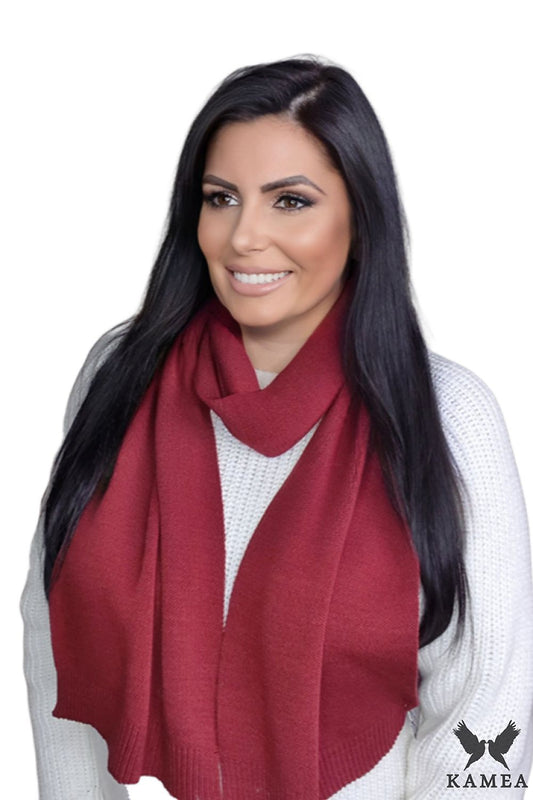 Sophisticated Women's Blue Shawl from Kamea - High-quality winter scarf from Poland, offering warmth and elegance for cold days.