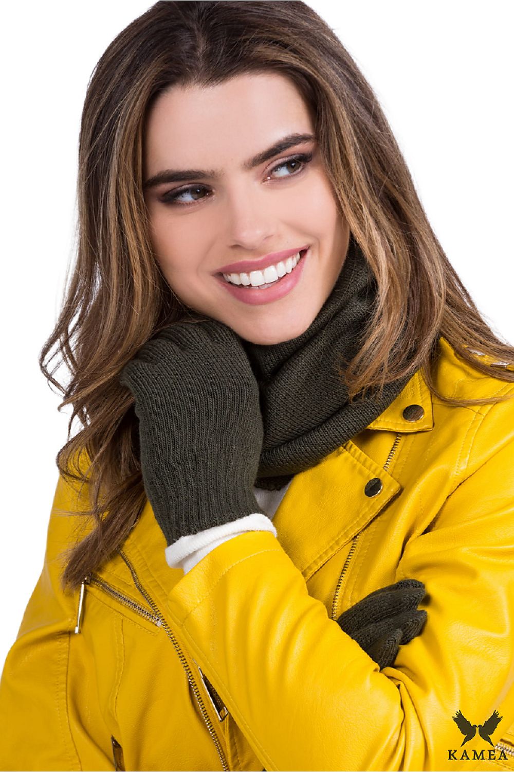 High-quality double-layered denim scarf by Kamea, designed for comfort and warmth during the winter season.