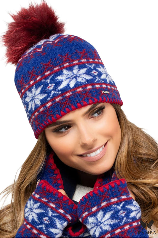 Elegant Premium Annapolis Women's Winter Hat with Pompom by Kamea, featuring a wool blend composition and stylish design, perfect for keeping warm and fashionable in winter.
