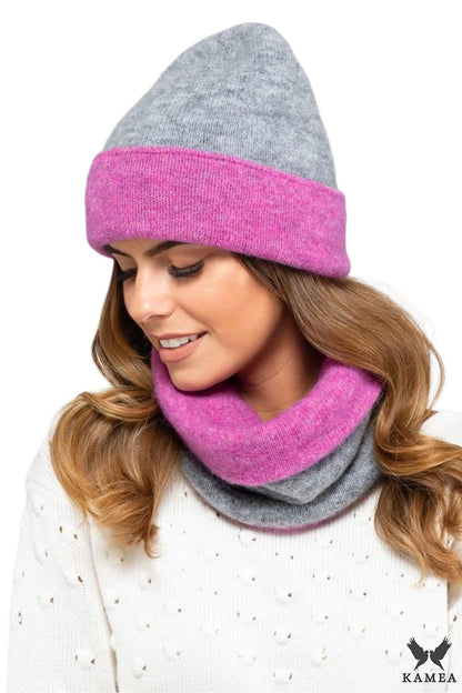 Elegant Kamea Bilbao women's hat displayed in a stunning brown-grey shade, perfect for crafting fashionable winter looks.