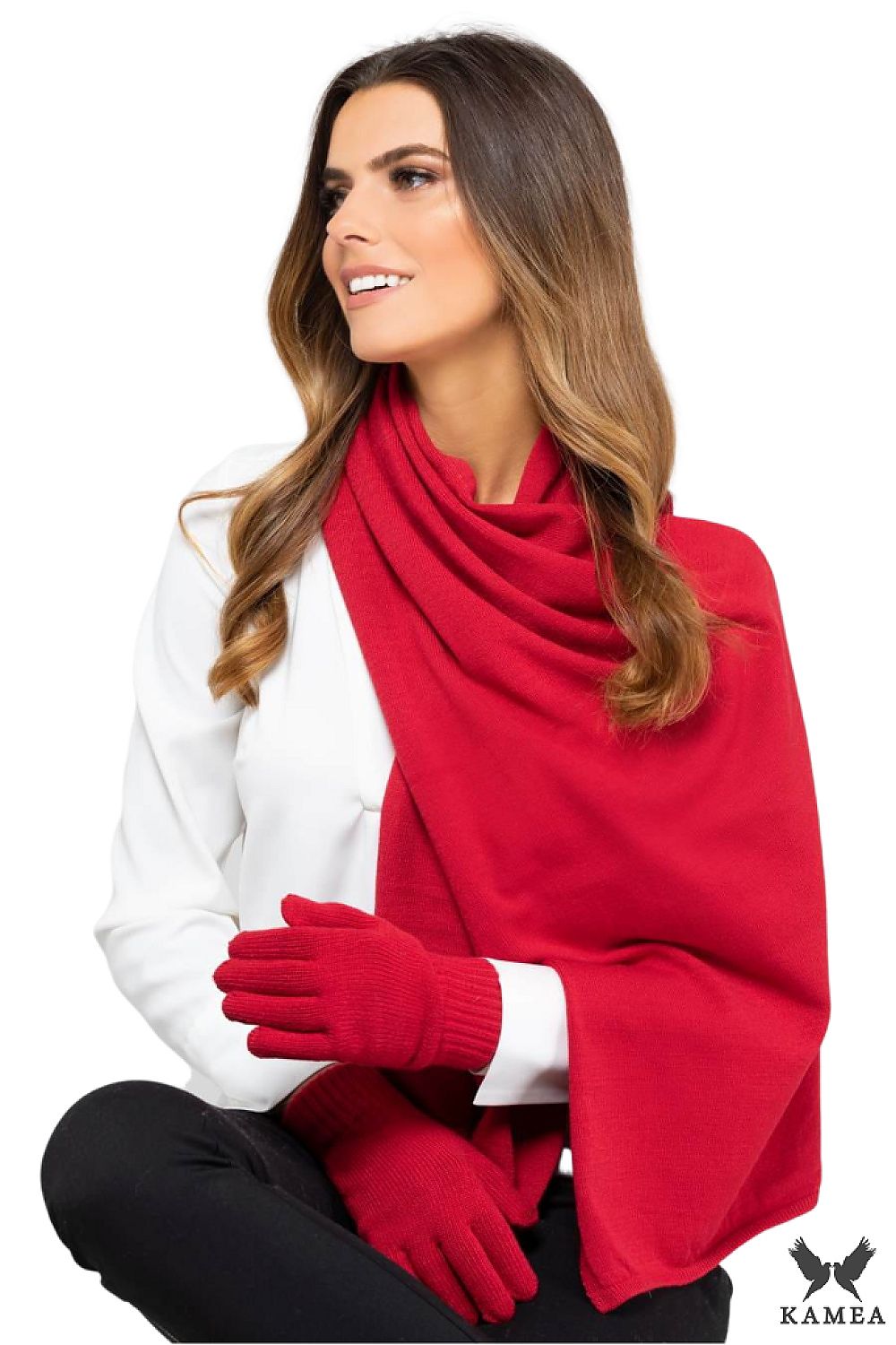 Luxurious women's mustard scarf SCARF*05 by Kamea, showcasing soft texture and warmth, ideal for enhancing winter outfits.