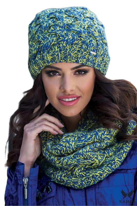 Premium navy blue wool women's hat by Kamea featuring an elegant design with decorative stitch, perfect for winter wear.