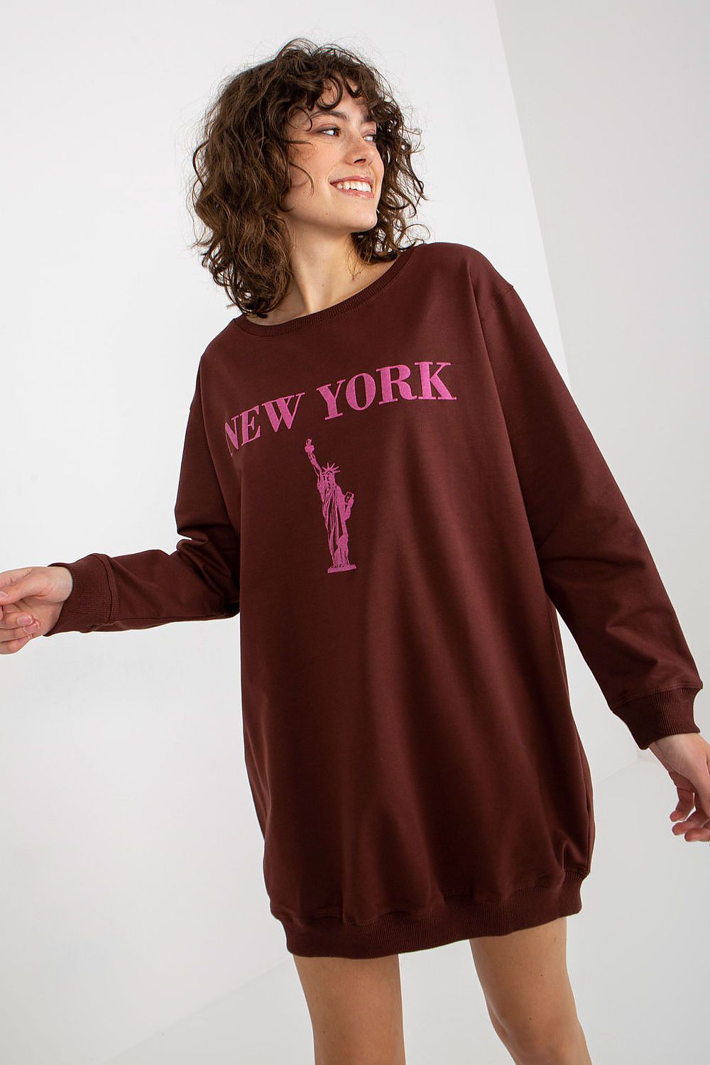 Chic and trendy oversized sweatshirt for women by Factory Price, designed with a comfortable round neckline and crafted from a plush cotton blend.