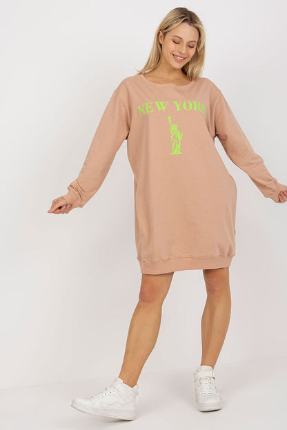 Chic long sleeve women's casual sweatshirt by Factory Price, combining a modern silhouette with a vibrant print, crafted from a high-quality cotton blend.