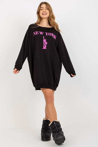 Elegant close-up view of Factory Price Women's Oversized Casual Sweatshirt, featuring intricate print details and luxurious cotton blend fabric.