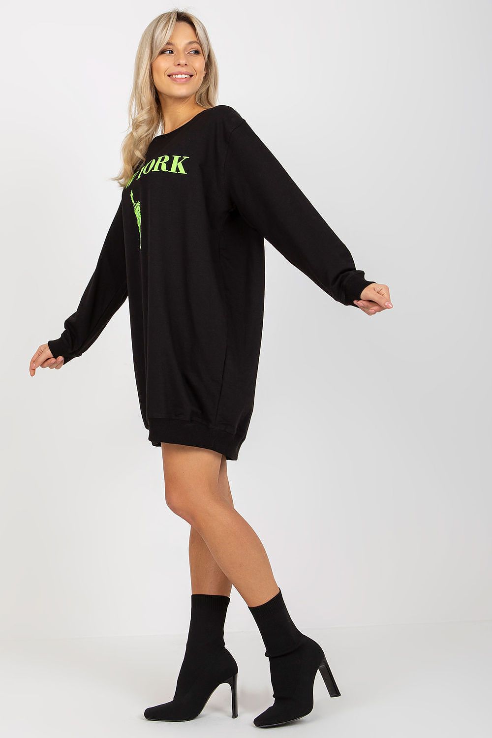High-quality cotton blend sweatshirt for women by Factory Price, showcasing a unique dominant print, ideal for pairing with jeans or leggings.