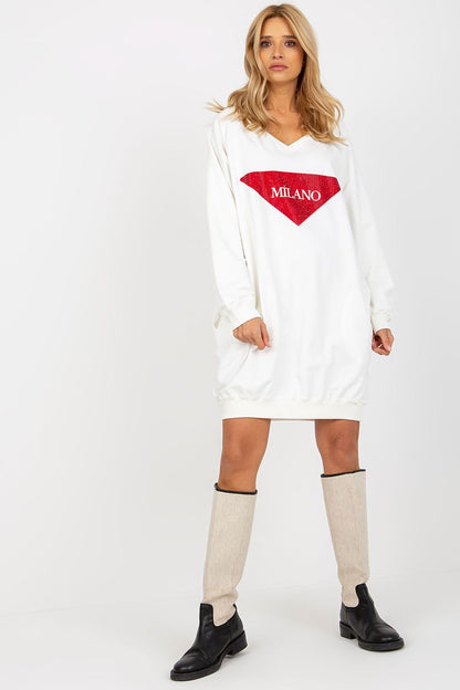 Luxurious women's long casual sweatshirt in jet stone detail with pockets from Factory Price, perfect for stylish everyday wear.
