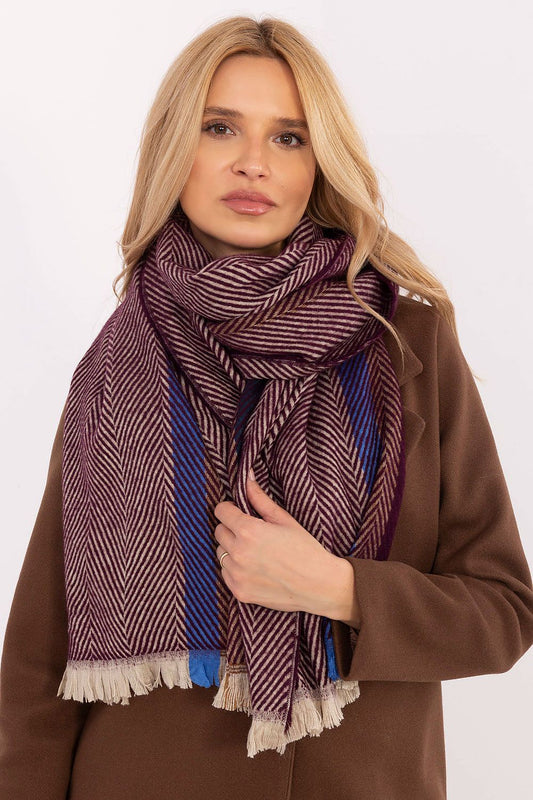 Luxury 194cm striped viscose shawl scarf by AT, showcasing a timeless design perfect for winter elegance.