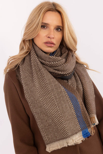 Luxury 194cm striped viscose shawl scarf by AT, a stylish, warm accessory for winter elegance.