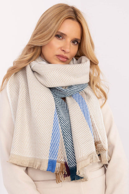 Luxury 194cm striped viscose shawl scarf by AT, perfect for adding elegance and warmth to winter outfits.