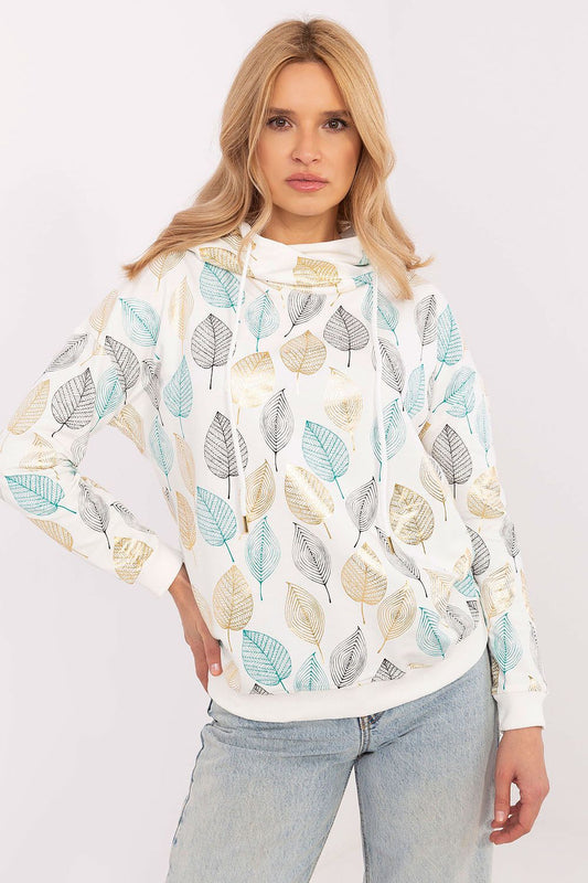 Luxury women's hooded sweatshirt with colourful print by Factory Price, showcasing vibrant designs perfect for casual outings.