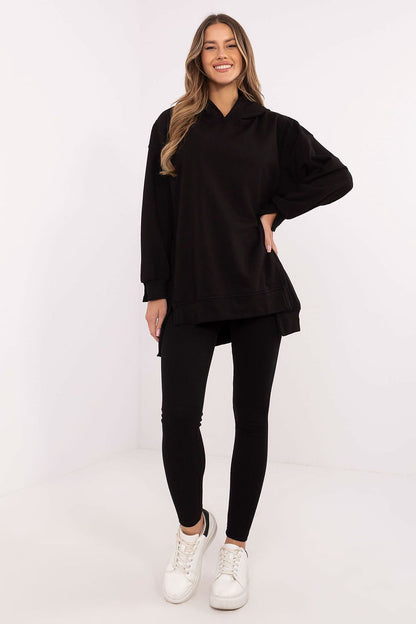 Luxurious women's long sweatshirt from Factory Price, featuring an elongated back design for modern styling.