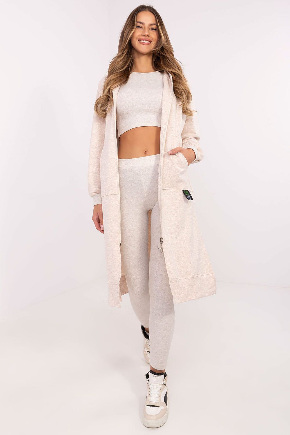 Luxury Women's 3-Piece Set by Factory Price featuring a soft cotton blend hoodie, stylish top, and high-waisted leggings designed for comfort and elegance.