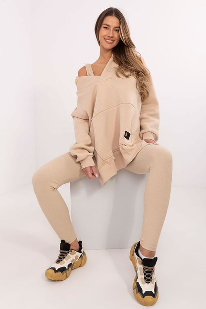 Chic high-waisted leggings with tapered legs, part of the Luxury Women's 3-Piece Set by Factory Price, designed for comfort and style.