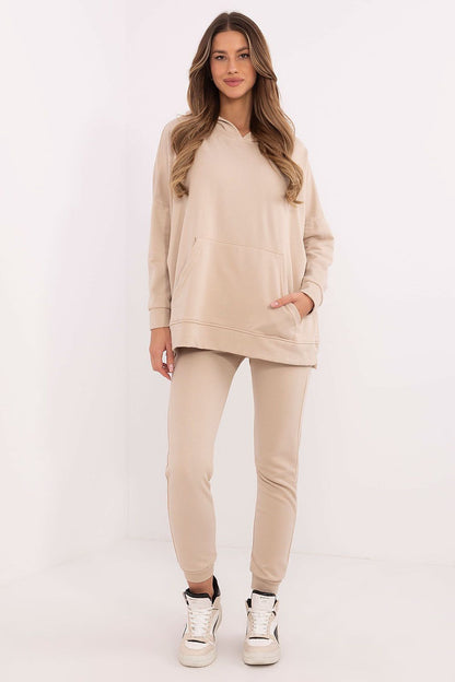 Luxury women's tracksuit set from Factory Price featuring soft cotton blend fabric, high waist pants, and a casual sweatshirt design.
