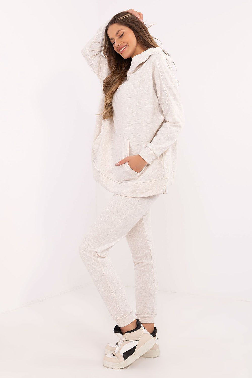 Luxury Women's Tracksuit Set featuring a soft cotton blend, styled by Factory Price, perfect for comfort and elegance in casual wear.