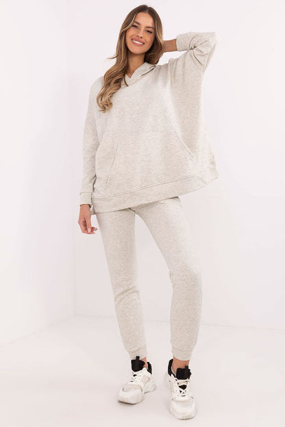 Classic long sleeve sweatshirt of the Luxury Women's Tracksuit Set, crafted by Factory Price, offering a timeless casual look with practical kangaroo pocket.