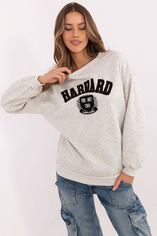 Luxurious women's casual sweatshirt in EU size 0, featuring a trendy cotton-polyester blend with unique patches and elegant inscriptions from Factory Price, ideal for stylish yet comfortable everyday wear.