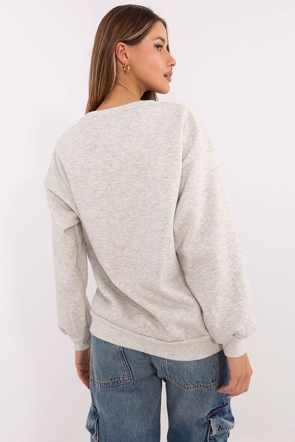 Comfy Women's Casual Sweatshirt by Factory Price, ideal for cooler days with eye-catching patches and elegant round neckline.