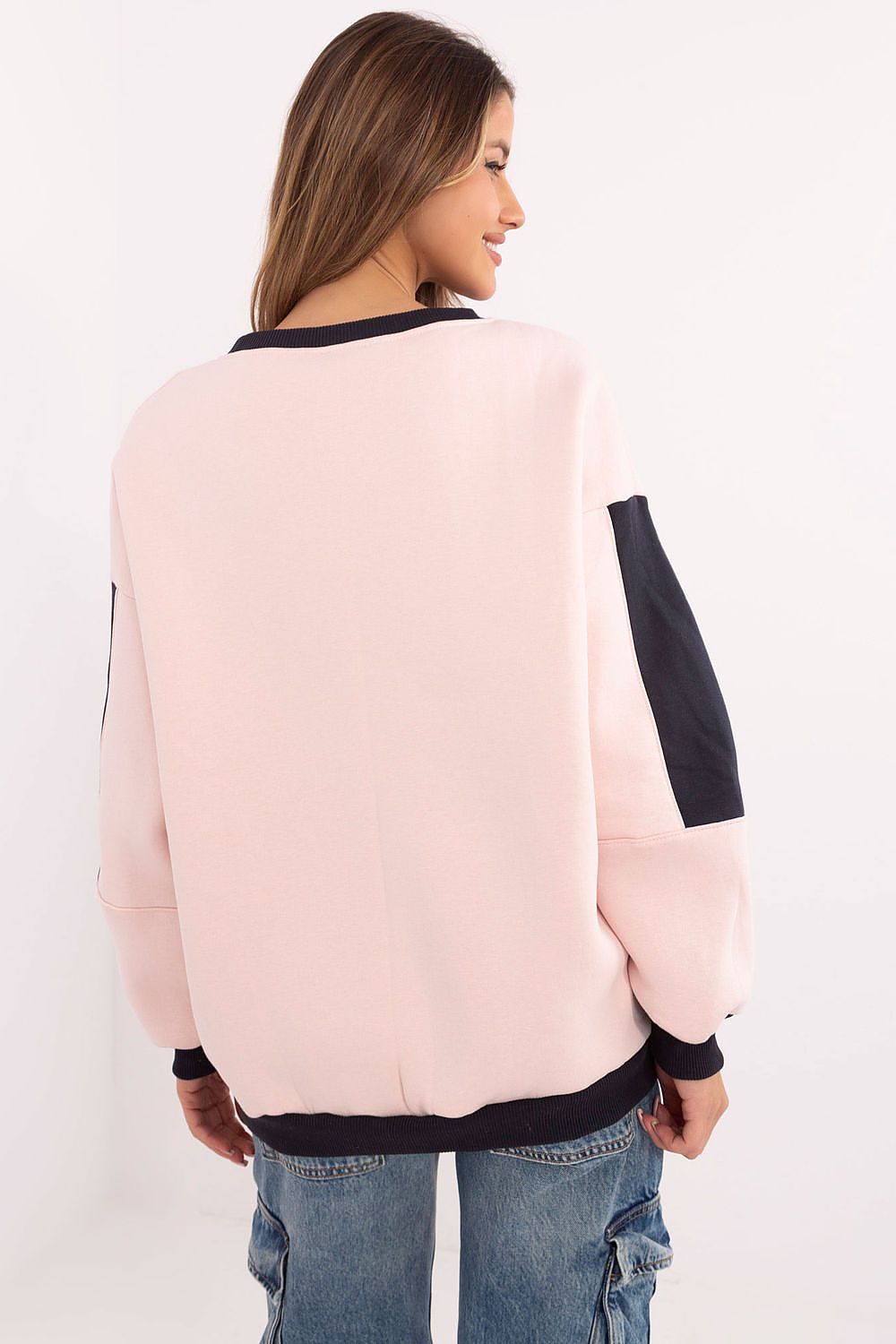 Stylish women's sweatshirt with long sleeves by Factory Price, designed for comfort with an original touch of unique patches.
