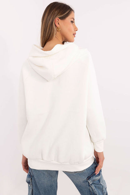 Model wearing Factory Price luxury women's hoodie sweatshirt in casual outfit, ideal for pairing with jeans or leggings.