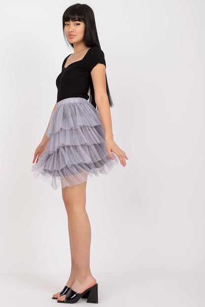 Elegant mini tulle skirt with frills by Och Bella, showcasing feminine charm and stylish design for special occasions.