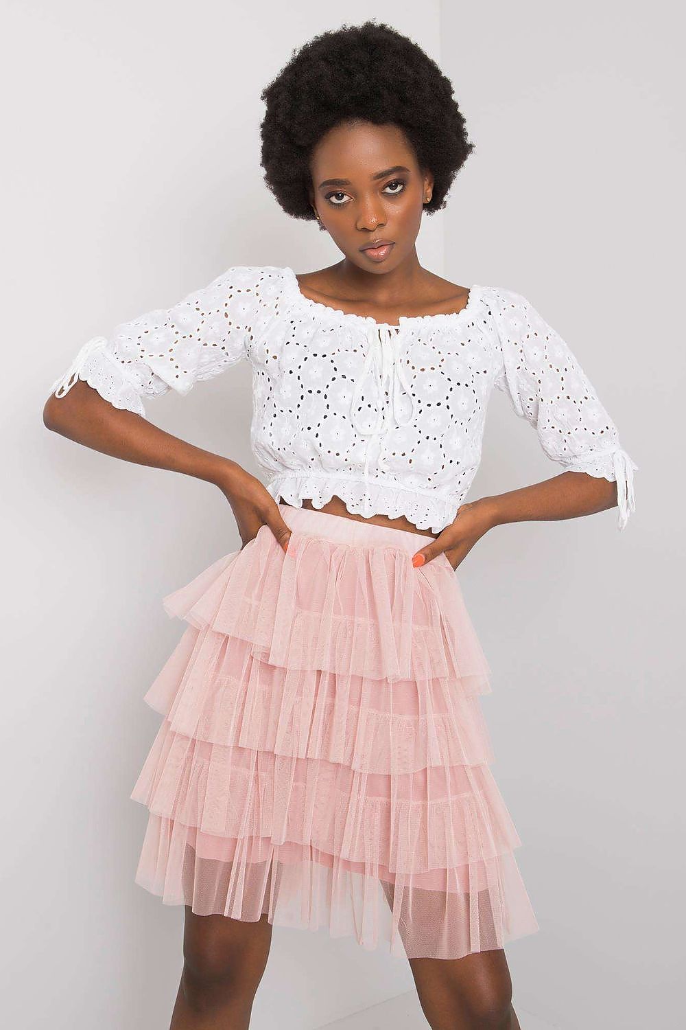 Och Bella mini tulle skirt displayed elegantly on a model, perfect for evening outings and special events.
