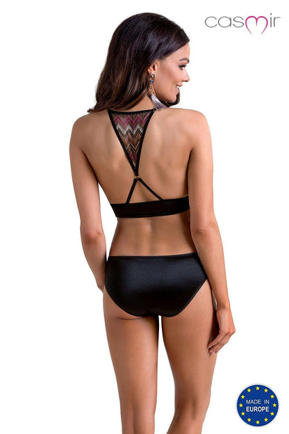 Elegant Casmir Lagerta lingerie set featuring unique symmetrical patterns and a tasteful colour combination, designed for women seeking luxurious comfort.