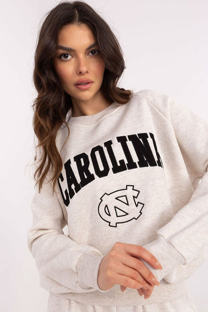 Close-up of Factory Price luxury women's sweatshirt showing high-quality cotton material and comfortable insulated design ideal for cooler weather.