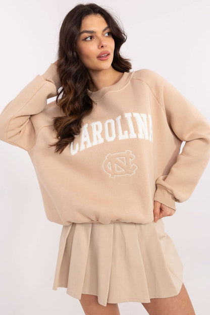 Fashion-forward women's casual sweatshirt by Factory Price, designed with contemporary embroidery and a unique patch for a modern twist.
