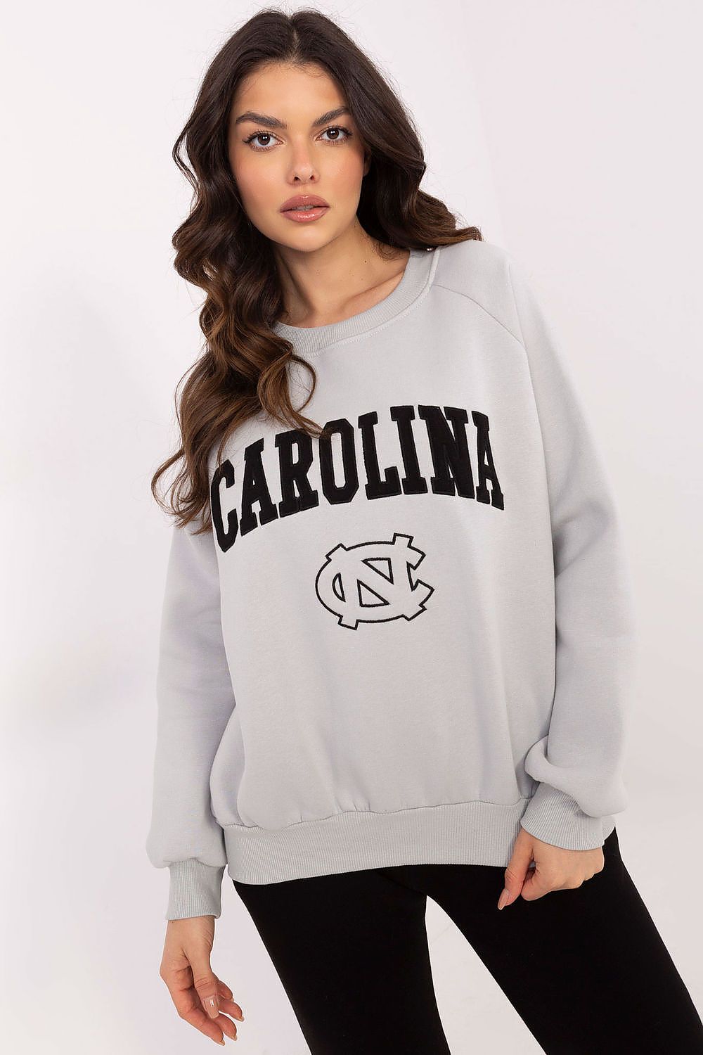 Back view of the Luxury Women's Casual Sweatshirt by Factory Price, designed for comfort with a standard length and stylish round neckline.