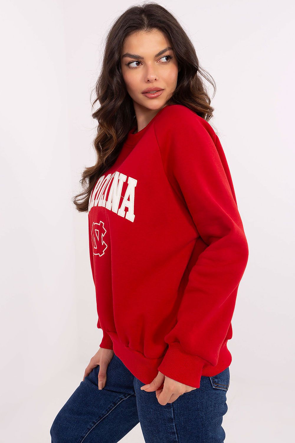 Luxury women's casual sweatshirt by Factory Price, featuring stylish embroidery and a distinctive patch for a modern look.