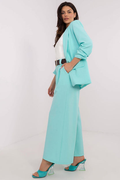 Luxury Italy Moda Women's High Waist Culottes Trousers, designed with elegant wide legs and crafted from a premium polyester-elastane blend, showcasing sophistication and comfort.