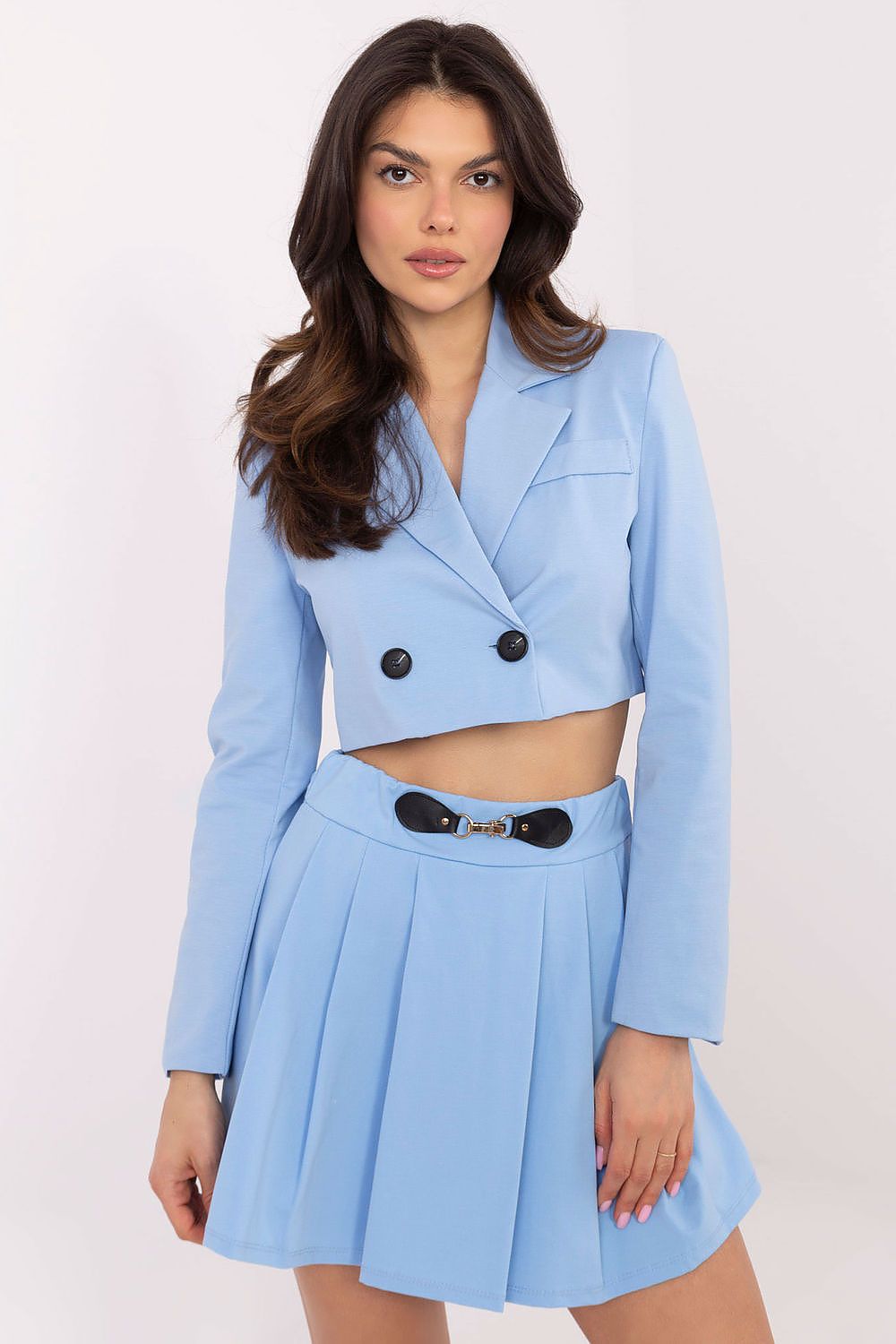 Close-up view of Italy Moda elegant skirt pants' fabric texture, highlighting the premium blend of cotton, viscose, and elastane.