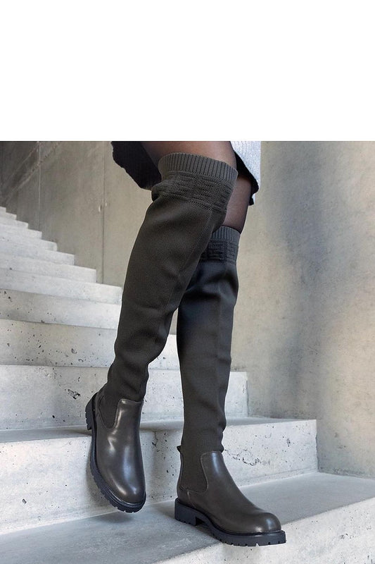 Solea Long Green Heel Boots showcasing modern elegance for women, featuring a comfortable design with a 3.5 cm heel, made of high-quality rubber, perfect for autumn and winter wear.