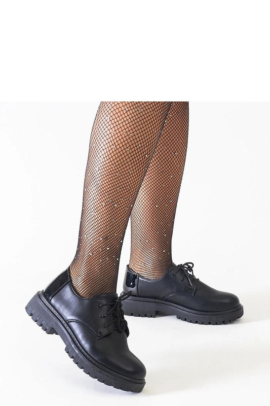 Solea Black Patent Leather Lace-Up Shoes featuring eco-leather with a modern design, perfect for stylish comfort and elegance.