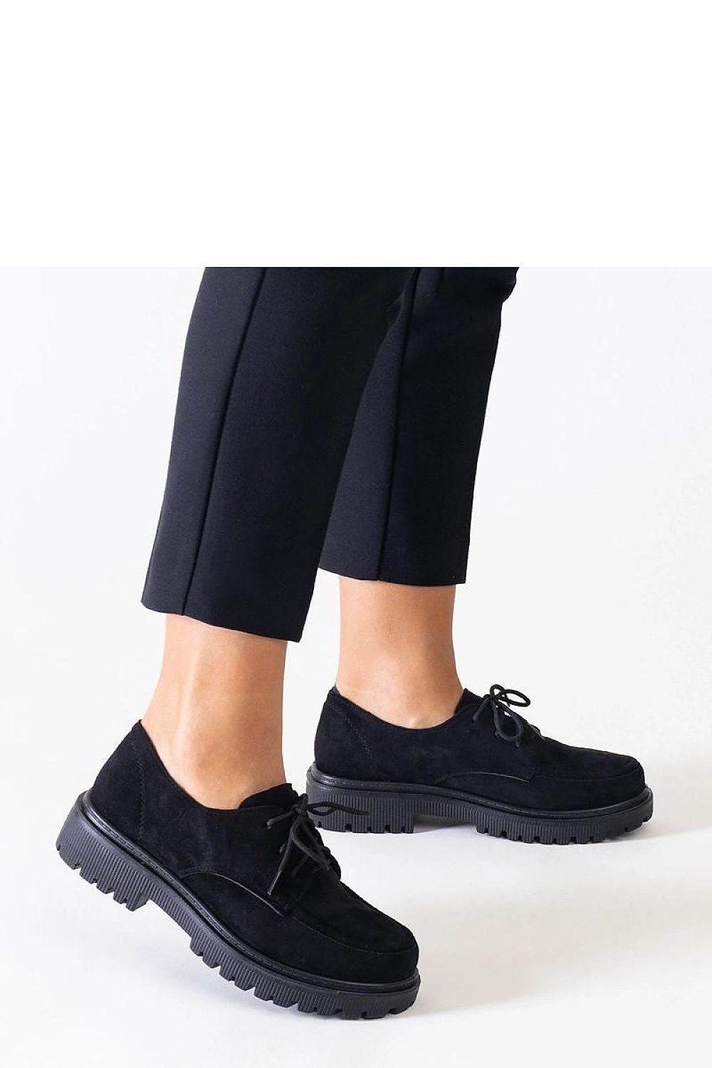 Solea Eco-Suede Lace-Up Shoes in stylish black, showcasing a luxurious and contemporary design suitable for casual and elegant outfits.