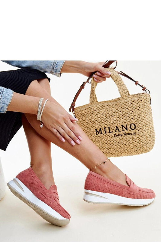 Chic Solea Pink Muna Loafers with a perforated detail, highlighting their luxurious comfort and modern aesthetic.