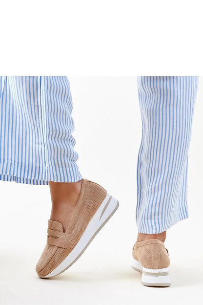 Solea Pink Muna loafers, a luxurious summer slip-on shoe made from eco leather, showcasing elegant perforated design suitable for hot days.