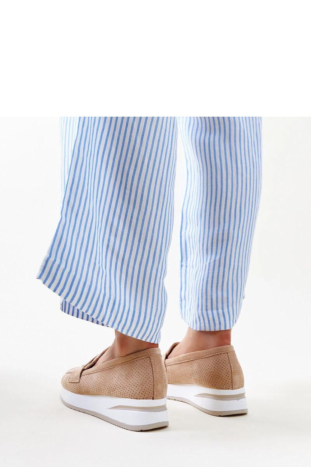Close-up of Solea Pink Muna loafers, highlighting the stylish rounded toe and comfortable rubber sole, perfect for fashionable summer outings.