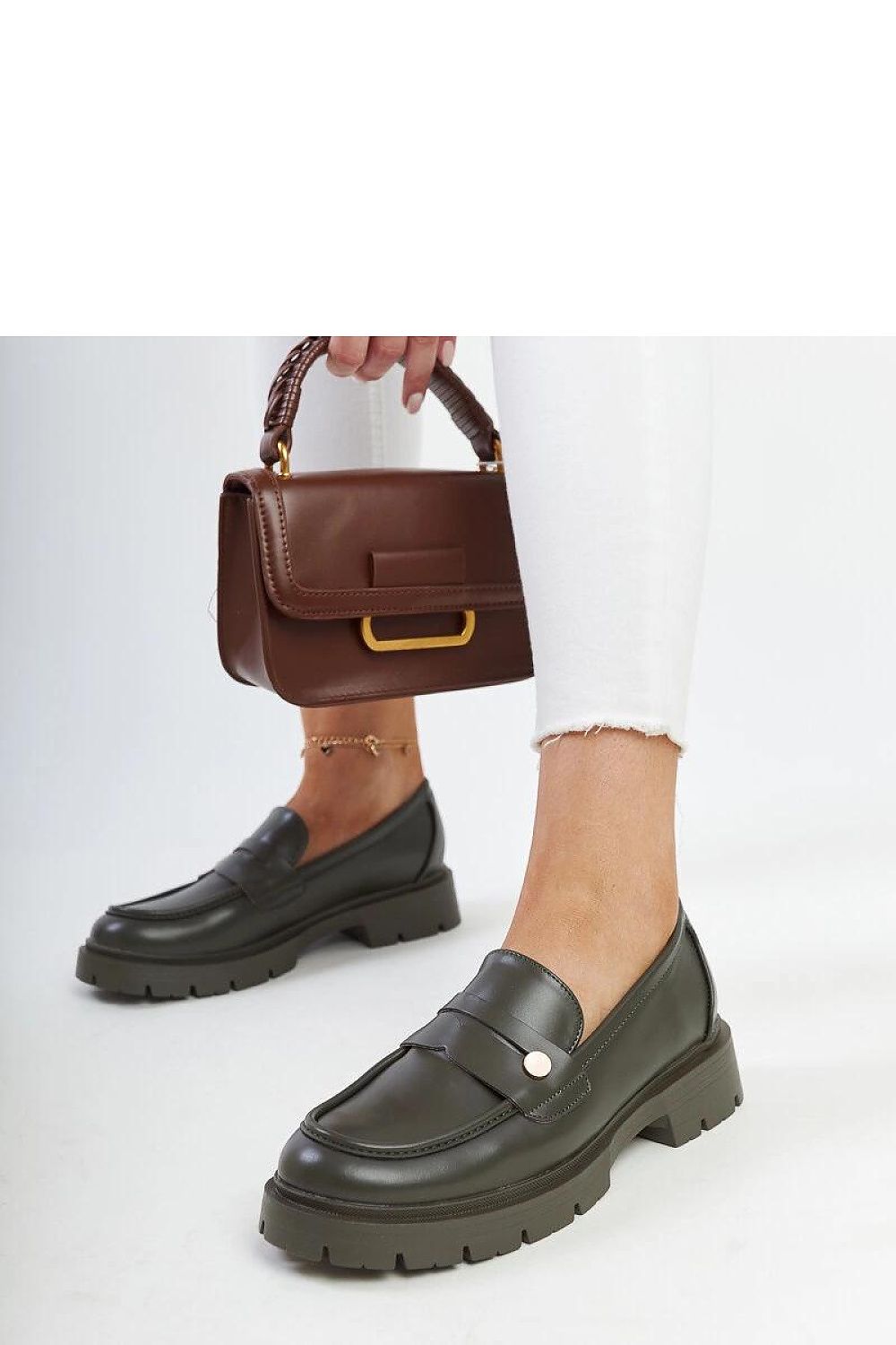 Solea luxury dark green Eko leather moccasins featuring a sleek rounded toe design, ideal for stylish slip-on comfort.