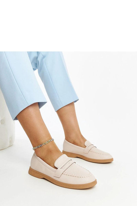 Solea light beige moccasins Nawrah in eco leather showcasing almond toe design, elegant slip-on style for luxury comfort.