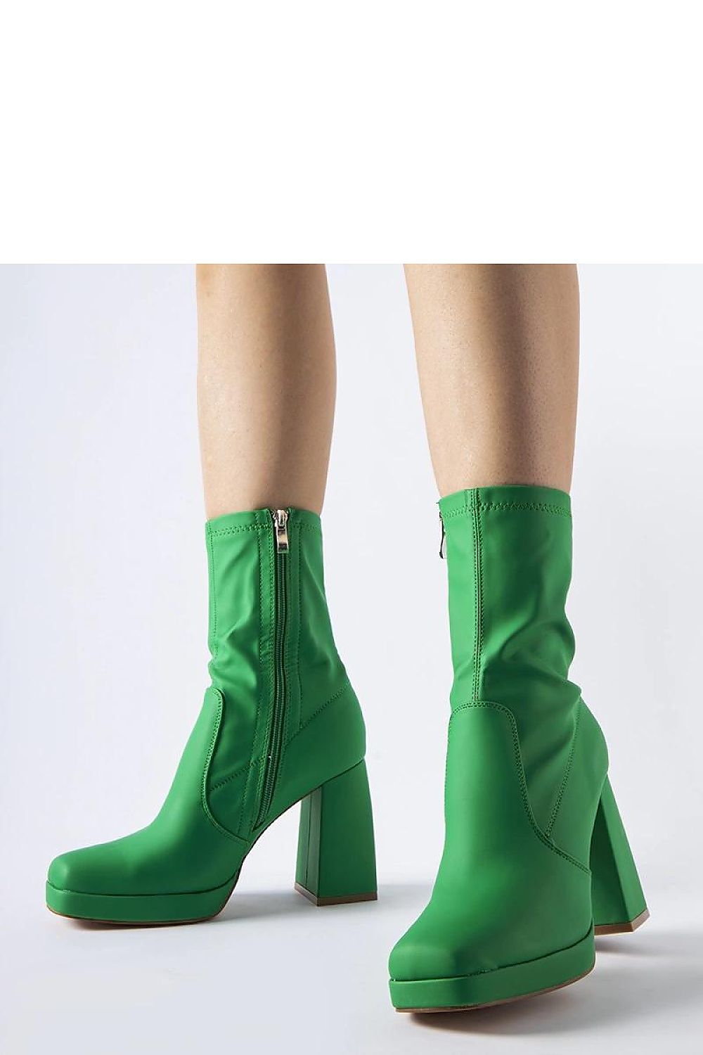 Solea luxury high stiletto green matte ankle boots Isauro, crafted from eco leather, showcasing a glamorous silhouette ideal for evening wear.