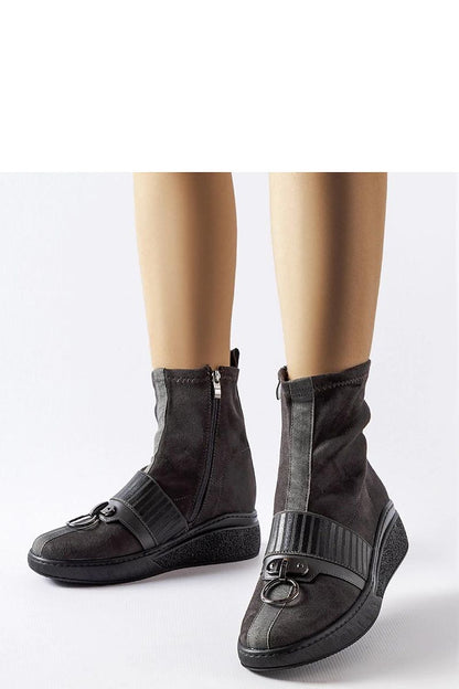 Solea Colonnata Grey Sock-Heeled Boots showcasing eco leather comfort, elegant design, and a round toe shape, perfect for enhancing your silhouette.