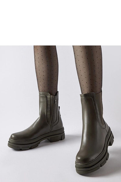 Solea Women's eco leather green trappers featuring a round toe design and practical zipper closure, perfect for autumn and spring styling.