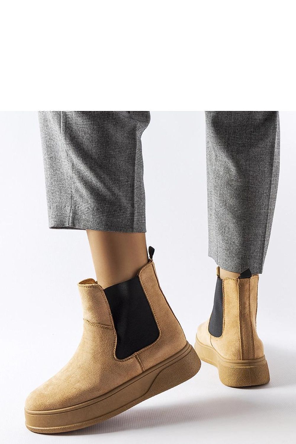 Solea Women's Benilde Dark Beige Platform Boots in eco leather, showcasing round toe style and elegant design, perfect for autumn and spring fashion.