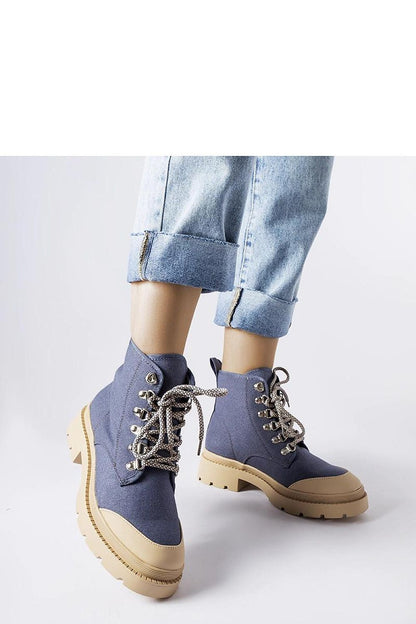 Elegant Solea Alicudi Women's Denim Trapper Shoes featuring a chic lace-up design, 4 cm heel, and crafted from premium denim, perfect for autumn and winter wear.