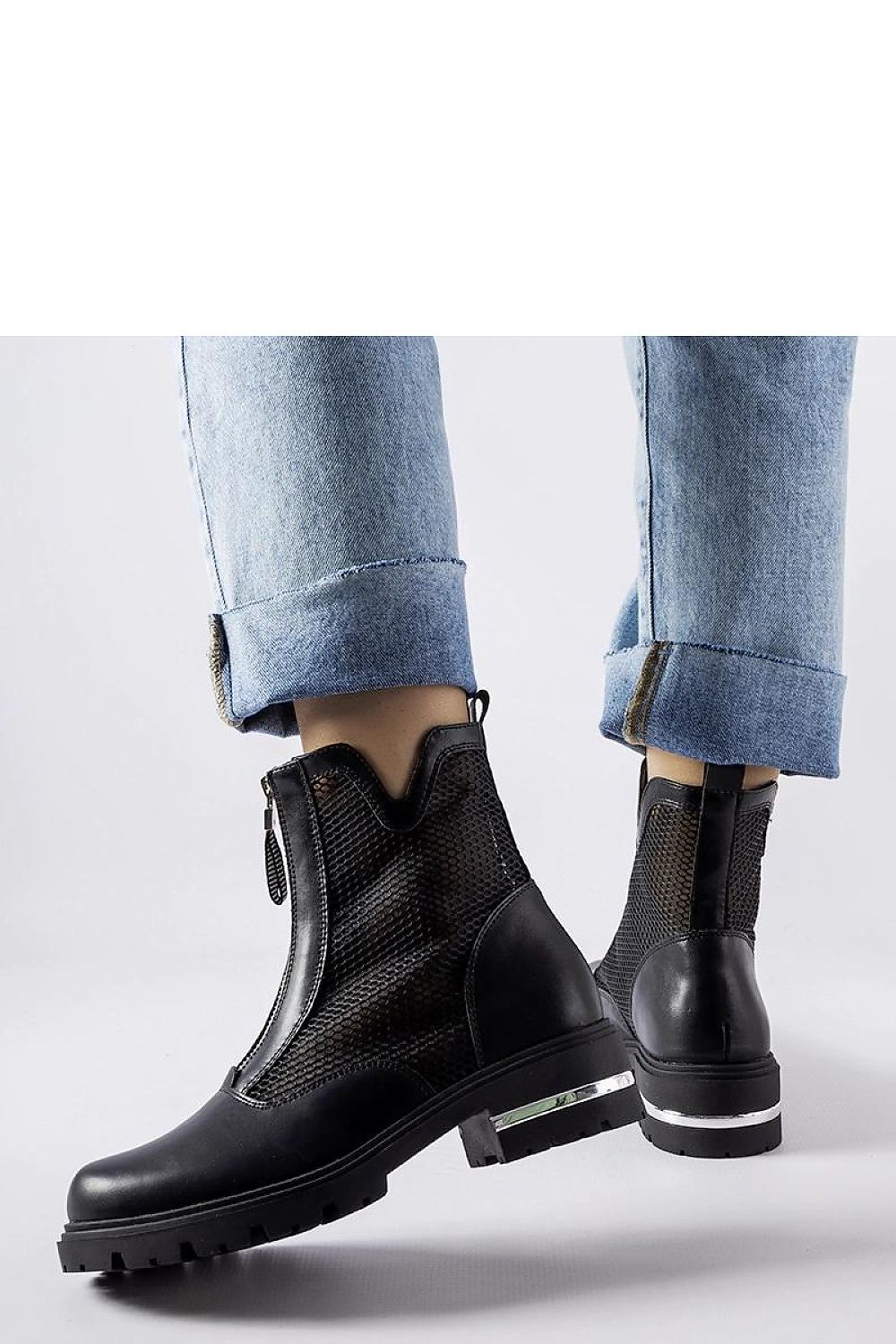 Stylish Solea Black Openwork Cavour Boots for women, showcasing a chic 4.5cm heel and eco-leather craftsmanship for comfort and durability.